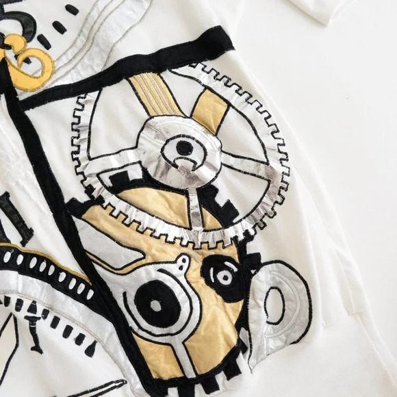 Vintage Bonnie Boerer & Company Cream Clock Face 3/4 Sleeve Shirt S - Picture 13 of 14